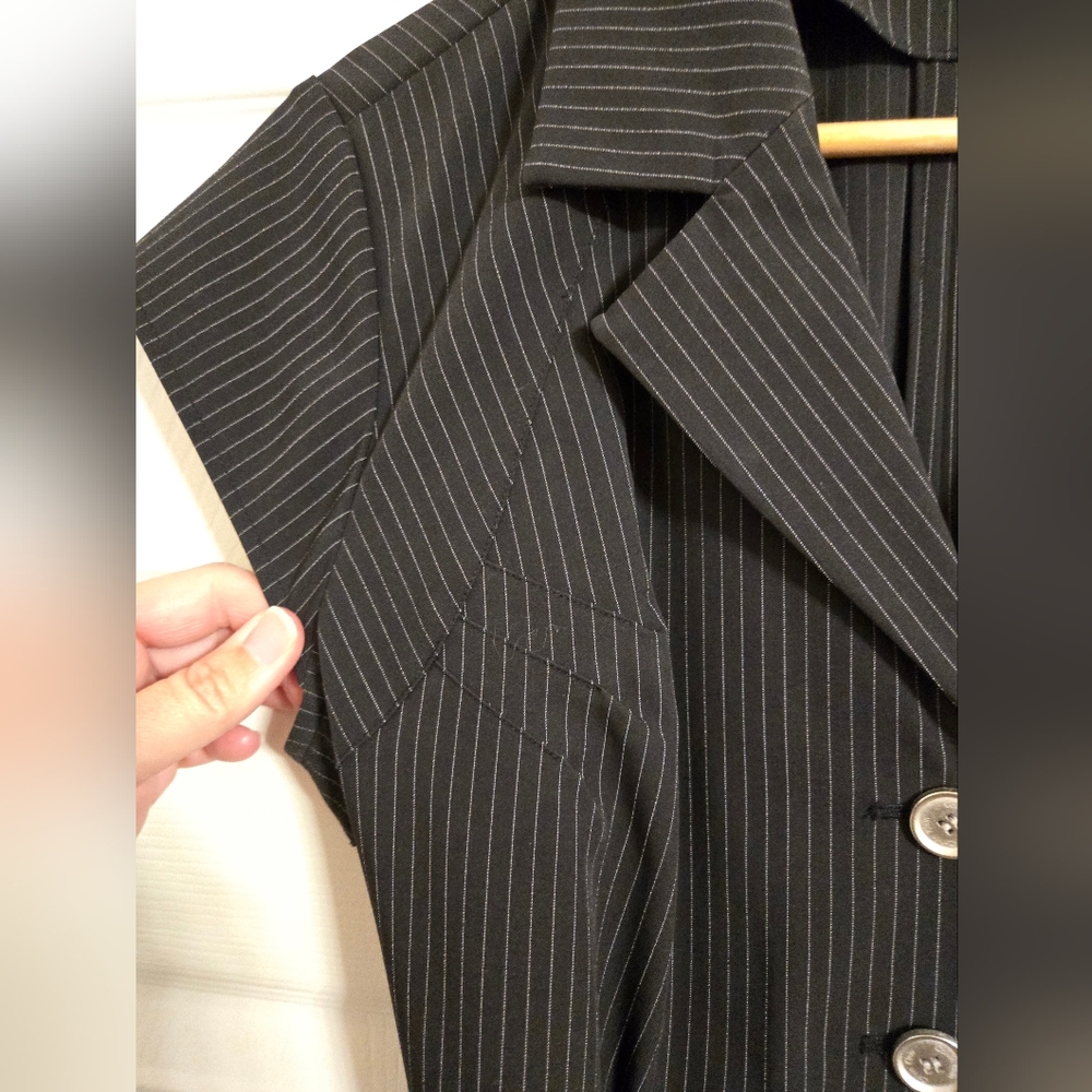 Calvin Klein Black White Pinstrip Fit And Flare Dress NO SIZE TAG - Picture 7 of 11